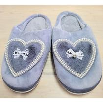 Pantufa Inverno Pelúcida Coração Chinelo Emborrachada Solado Triplo Confortável Feminina