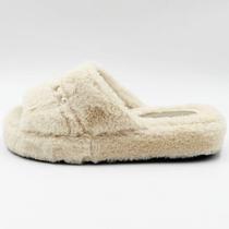 Pantufa Katurê Slide Flatform Slide em Fleece com Pérolas Feminina