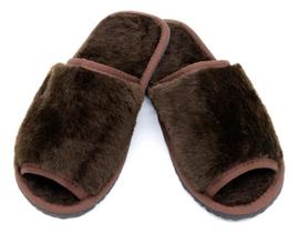 Pantufa Masculina Adulto Aberta Pelúcia Antiderrapante Chinelo de Quarto