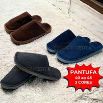 Pantufa Masculina Fechada Adulta Lisa com Solado Para o Frio Inverno Número 40 ao 45