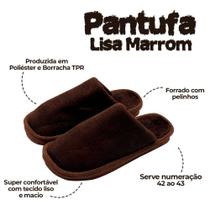 Pantufa Masculina Lisa canelada Marrom 40/41 chinelo macio de dormir