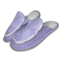 Pantufa Mocassim Térmica Solado De Borracha Lilás 36/37