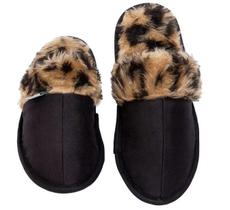 Pantufa Mule Preta com Estampa de Oncinha Cotton Ref.10001