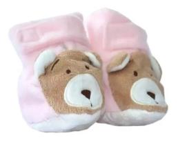 Pantufa Para Bebê Ursinho Nino Rosa Zip Toys