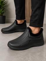 Pantufa Pegada Masculina Preta com Pelinho