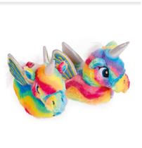 Pantufa pelúcia unicórnio infantil colorido