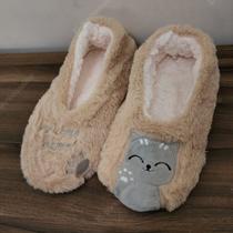 Pantufa Sapatilha Feminina Gatinho Com Sola Antiderrapante Pantufa Sapatilha Feminina Gatinho Com Sola Antiderrapante