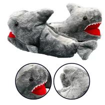 Pantufa Tubarão Baby Shark Cinza Antiderrapante Pelúcia Bichinho Personagem Dormir Tamanho Único 36-41 Adulto Quente