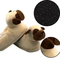 Pantufas Cachorro Pug 3D Confortável Quentinha Para Presente Para Homem Mulher Quarto