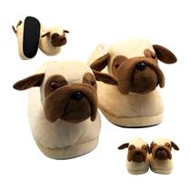 Pantufas Cachorro Pug 3D Descanso Menino Menina Para Presentear De Borracha De Pano