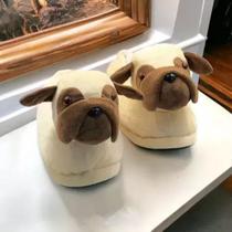 Pantufas Cachorro Pug 3D Solado Para Homem Mulher Criativa Para Presentear Personalizada