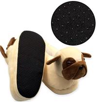 Pantufas Cachorro Pug 3D Tamanho Único Antiderrapante Quentinha Infantil Para Presentear