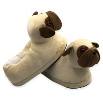 Pantufas de Cachorro Pug 3D Tamanho Único Estilo divertido Feitas em pelúcia Conforto nos pés