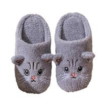 Pantufas De Pelúcia Femininas Com Estampa De Gato, Antiderrapantes, Sola Macia, Confortáveis Para O Pantufas De Pelúcia Femininas Com Estampa De Gato, Antiderrapantes, Sola Macia, Confortáveis Para O
