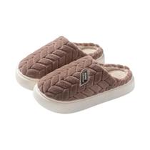 Pantufas Femininas Quentes De Algodão Peluciado Para Outono Inverno, Uso Interno, Sola Macia