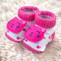 Pantufas Pink Para Bebê Com Tema Gatinha - Aconchego Quentinho