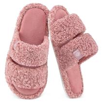 Pantuflas Abiertas de Mujer EverFoams con Pelo Suave Rosa Polvoriento Talla 5-6 US