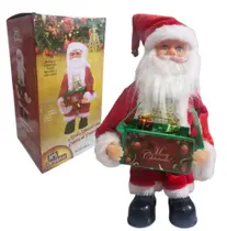 Papai Noel 28cm Luz Movimento Música Caixa Abre -Art Christmas