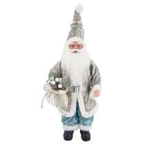 Papai Noel 50cm Azul Casaco Listras Boneco Grande Decoração Papai Noel 50cm Azul Casaco Listras Boneco Grande Decoração