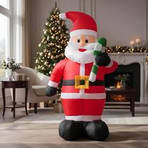 Papai Noel Bengala Inflável Decoração Natal C/Luz Led 1,20m