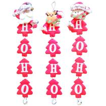 Papai Noel Boneco de Neve Rena Enfeite Natalino 3 Peças Ho Ho Ho 48x13cm Papai Noel Boneco de Neve Rena Enfeite Natalino 3 Peças Ho Ho Ho 48x13cm