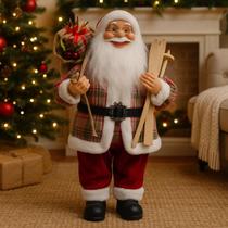 Papai Noel Boneco Grande Esquis 60cm Decoração Natal Luxo Papai Noel Boneco Grande Esquis 60cm Decoração Natal Luxo