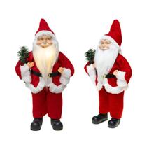 Papai Noel Boneco Natal 40cm Enfeite Luxo Barba Iluminada Decoracao Natalina