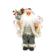 Papai Noel Calça Cinza Casaco Pele Luxo Raquete 30cm Papai Noel Calça Cinza Casaco Pele Luxo Raquete 30cm