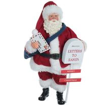 Papai Noel carteiro com caixa de correio 27,5 cm