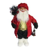 Papai Noel Casaco Pele Vermelho Luxo Boneco Natal 46cm Papai Noel Casaco Pele Vermelho Luxo Boneco Natal 46cm
