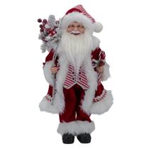 Papai Noel Casaco Vermelho Doce Bengala Decoração Natal 45cm