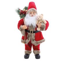 Papai Noel Casaco Vrm C/presente e Urso 60x35x25cm 1113899