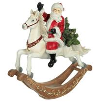 Papai noel cavalo de balanço - 26cm