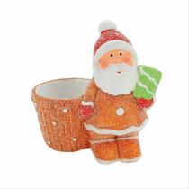 Papai Noel Cerâmica Potinho Cookies Bombom Enfeite Natal