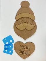 Papai noel com coração em MDF cru