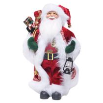 Papai Noel com Laterna Segurando Presentes 30x19x15cm 1023864