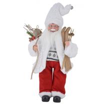 Papai Noel Com Ski Casaco Macio Decoração Natal Luxo 45cm