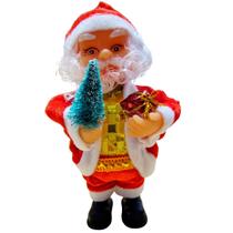Papai Noel Com som Musical Com Árvore De Natal E Presente 17cm Vermelho