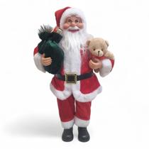 Papai Noel Com Ursinho e Saco De Presente Natal Enfeite 46cm Papai Noel Com Ursinho e Saco De Presente Natal Enfeite 46cm