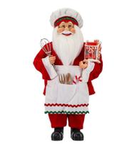 Papai Noel Confeiteiro Gourmet Vermelho com Avental 40cm - Magizi
