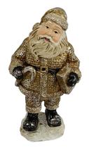 Papai Noel de Natal Dourado de Resina Decorativo Natal 13cm