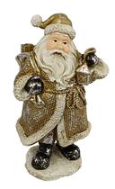 Papai Noel De Natal Dourado De Resina Decorativo Natal 17Cm