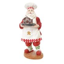 Papai noel decor em resina c/glitter ginger vrm/bco 31cm