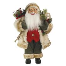 Papai Noel Decoracao Natal 60cm Casaco Pele Colete Vermelho Enfeite Natalino Premium