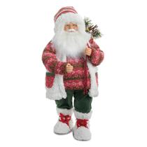 Papai noel decorativo c/ saco de folhas e botas brancas 65cm Papai noel decorativo c/ saco de folhas e botas brancas 65cm