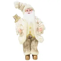 Papai Noel Decorativo Casaco Pelúcia Luxo Branco e Dourado 50cm - Noel Decor Papai Noel Decorativo Casaco Pelúcia Luxo Branco e Dourado 50cm - Noel Decor