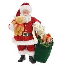 Papai Noel Decorativo Com Saco de Presente e Ursinho 27cm Espressione Christmas