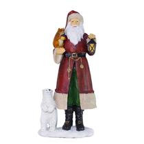 Papai Noel Decorativo resina lanterna e urso vermelho 30cm Papai Noel Decorativo resina lanterna e urso vermelho 30cm