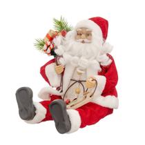 Papai Noel Decorativo Sentado Casaco Vermelho Saco de Presentes e Ski 45cm - Bela Flor Papai Noel Decorativo Sentado Casaco Vermelho Saco de Presentes e Ski 45cm - Bela Flor