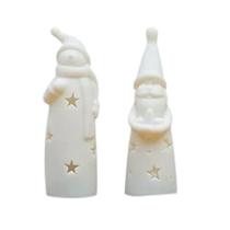 Papai Noel e Boneco de Neve Branco Com Led 15cm Dois Modelos